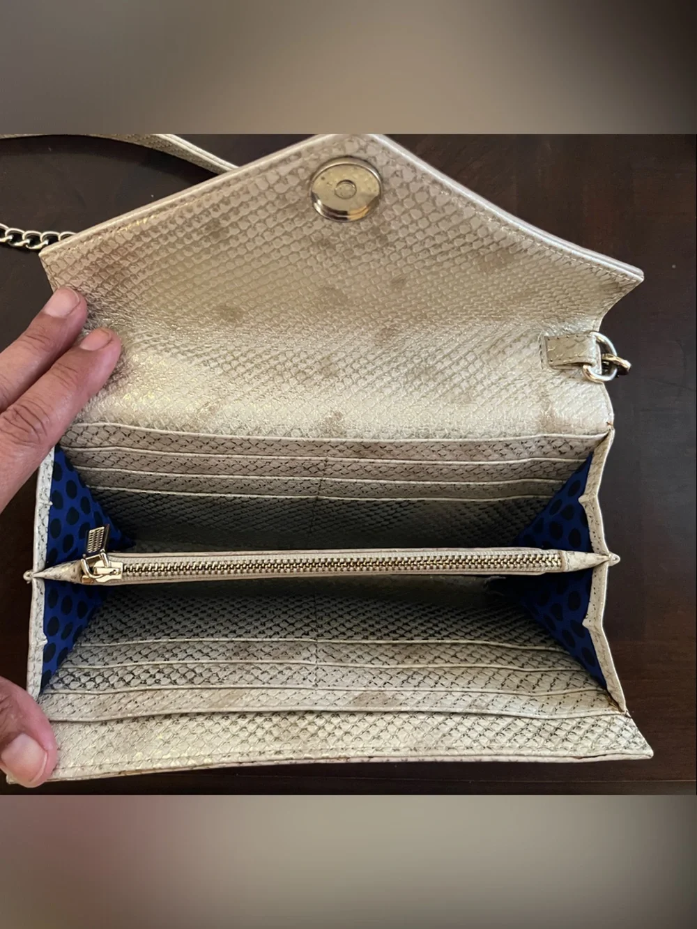 Rebecca Minkoff Metallic Gold Beige Envelope Crossbody